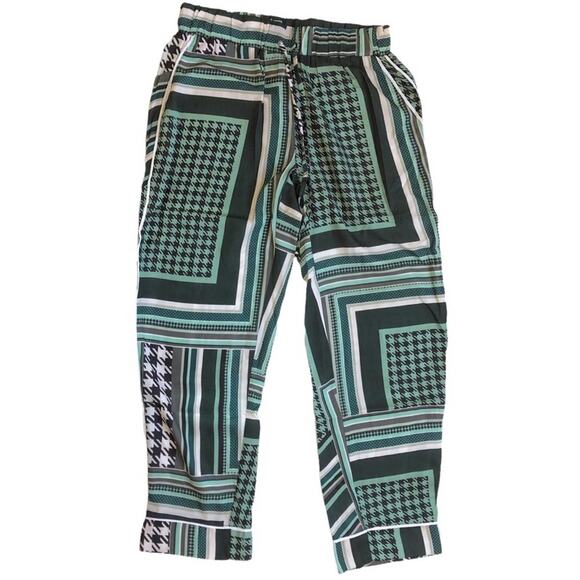 Plush Revolve green patchwork Silky Scrunchie pajama set NEW sz XS - Picture 3 of 12